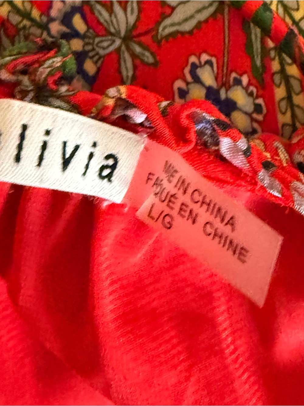 Alice + Olivia Layla Tiered Ruffle Midi Dress Red Floral Boho Coastal Large - Picture 12 of 16